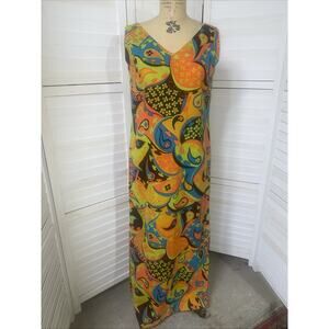 Tori Richard Honolulu 70s Maxi Vintage Sheath Dress Hippie Disco Floral Sz M/L